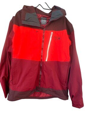 Mountain Hardwear Mens Size XXl Two-Tone Red/ Burgundy Hooded Jacket Waterproof